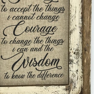 Serenity Prayer Wall Art | 14" x 22" | Arch Window Frame | Linen Wall Hanging | Rustic Decor | image 8