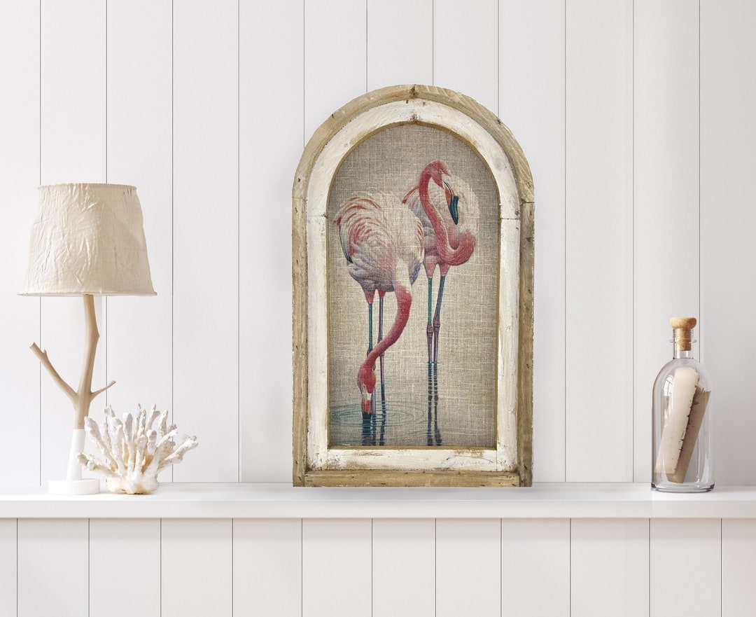 Flamingos Wall Art 14 X 22 Bathroom Decor Coastal Wall Decor I Beach