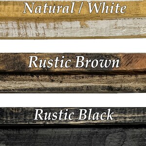 a group of wooden signs that say rustic brown, rustic black, natural white,