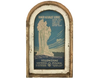 Yellowstone Wall Art | 14" x 22" | Arch Window Frame | Linen Wall Hanging | National Park Wall Decor |