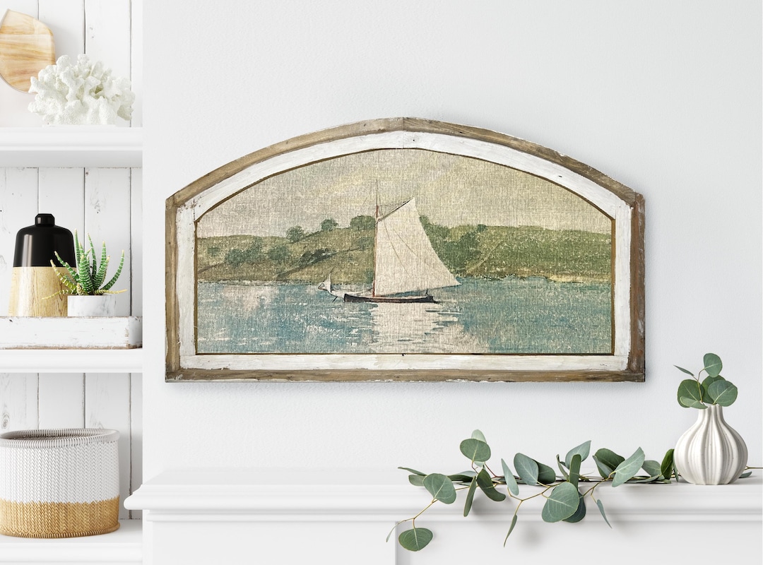 Sailboat Wall Art | 36" X 20" | Coastal Arched Wall Decor | Nature Art ...