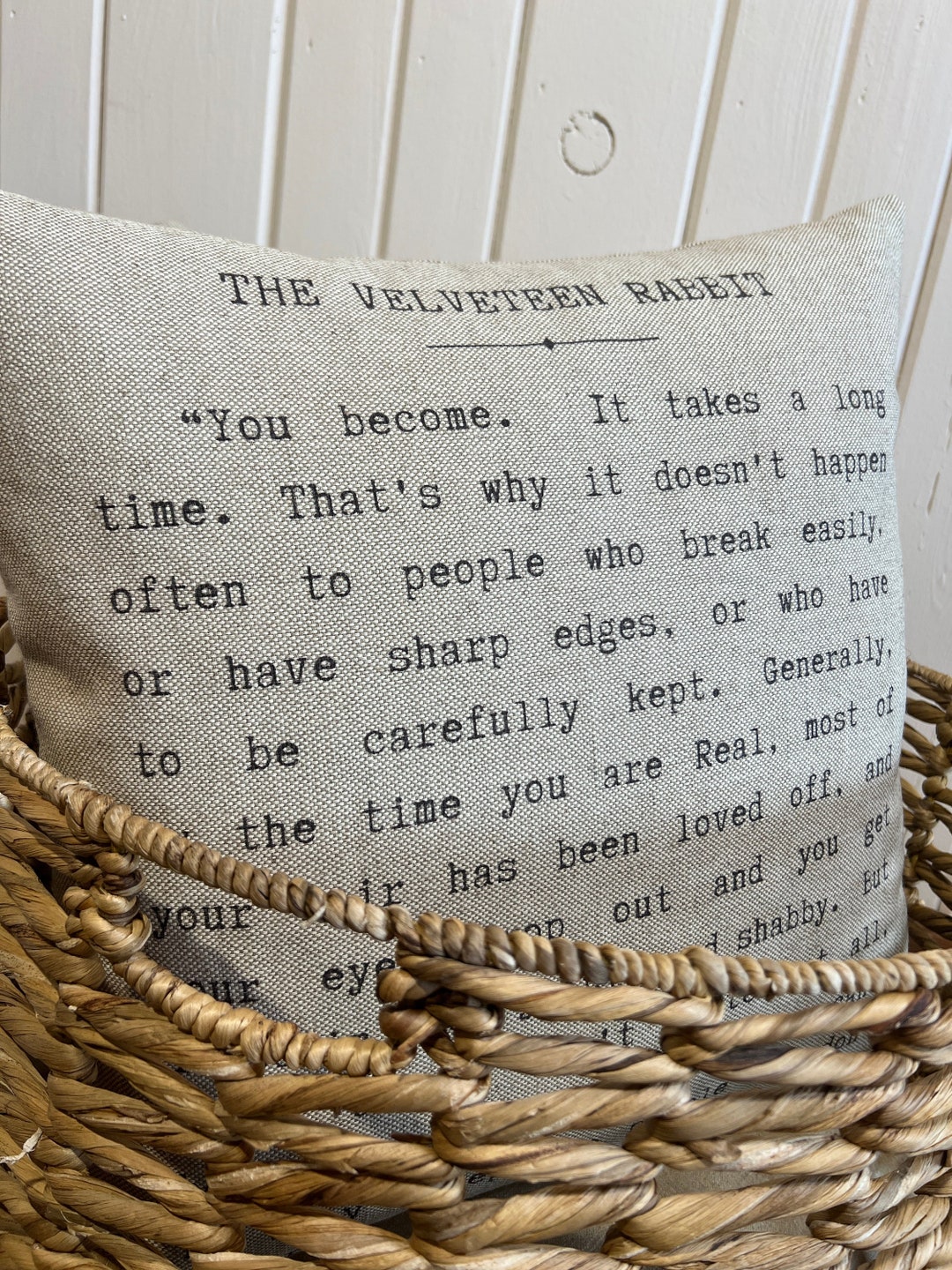Velveteen Rabbit Pillow | Farmhouse Decor | Cottage Cushion | Linen ...