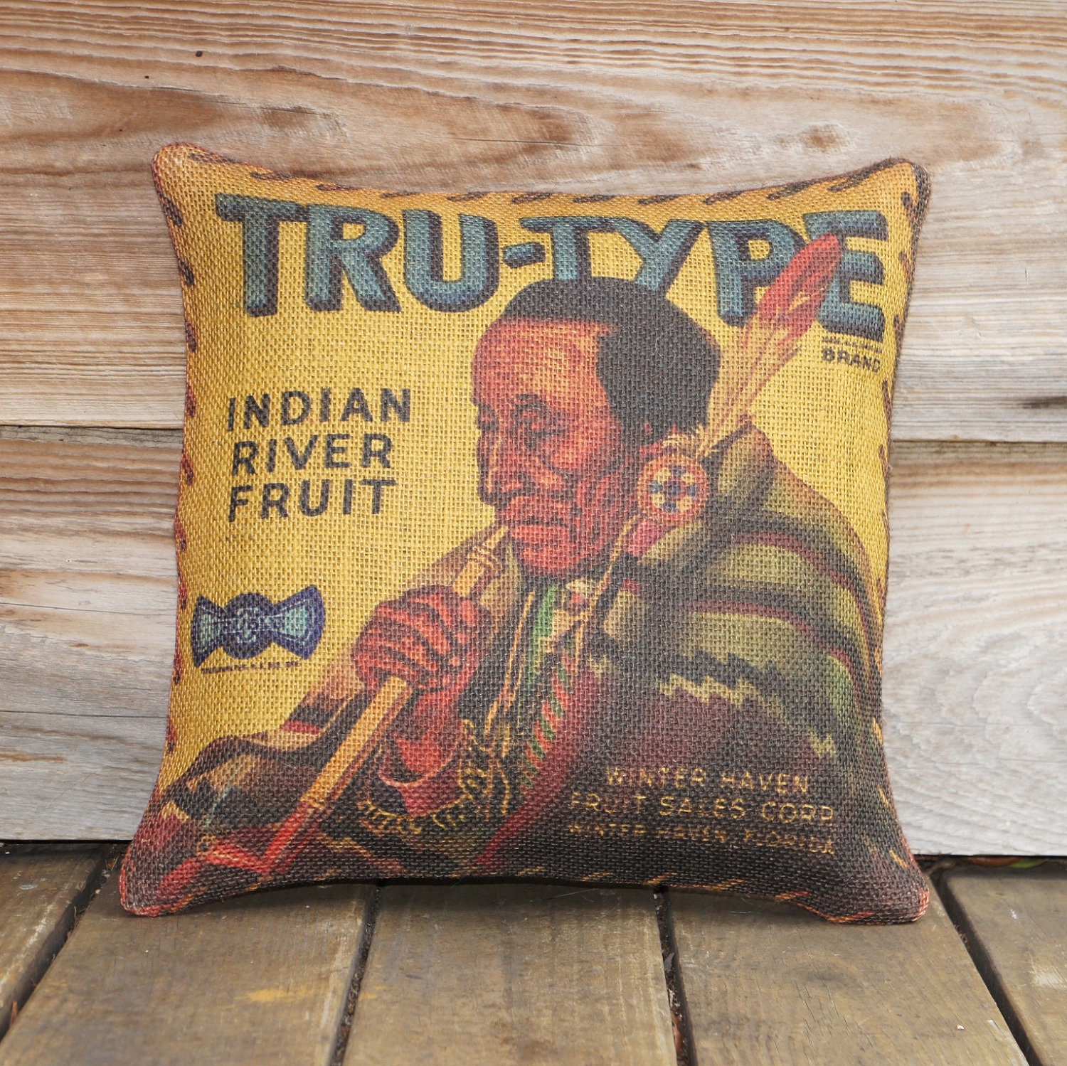 American Indian Pillow Cover Burlap Throw Pillow Cover Native
