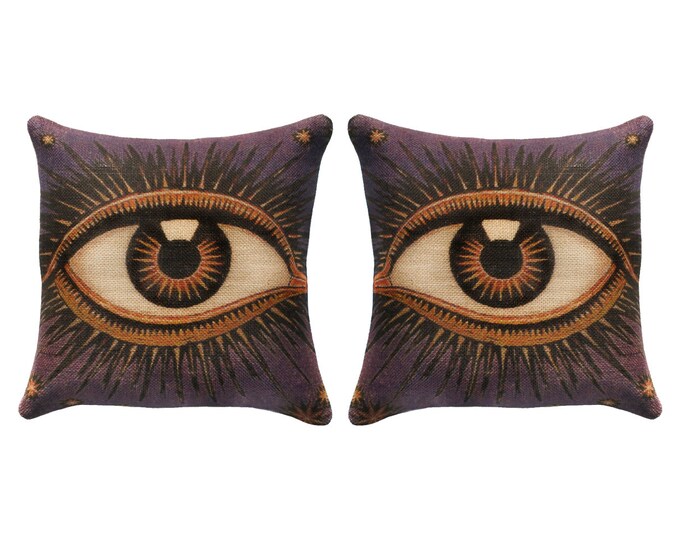 Set of Eye Pillow Covers Burlap Decorative Throw Pillow Etsy