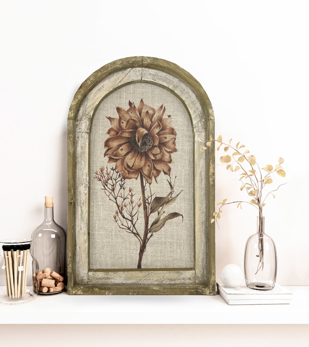 Floral Wall Decor 14 X 22 Rustic Framed Art Print Bohemian Wall Hanging Eclectic Decor Whimsical