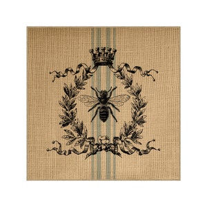 Bee Grainsack Burlap Panel, Reproduction Printed Fabric
