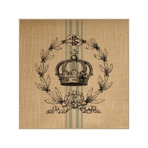Crown Grainsack Burlap Panel, Reproduction Printed Fabric