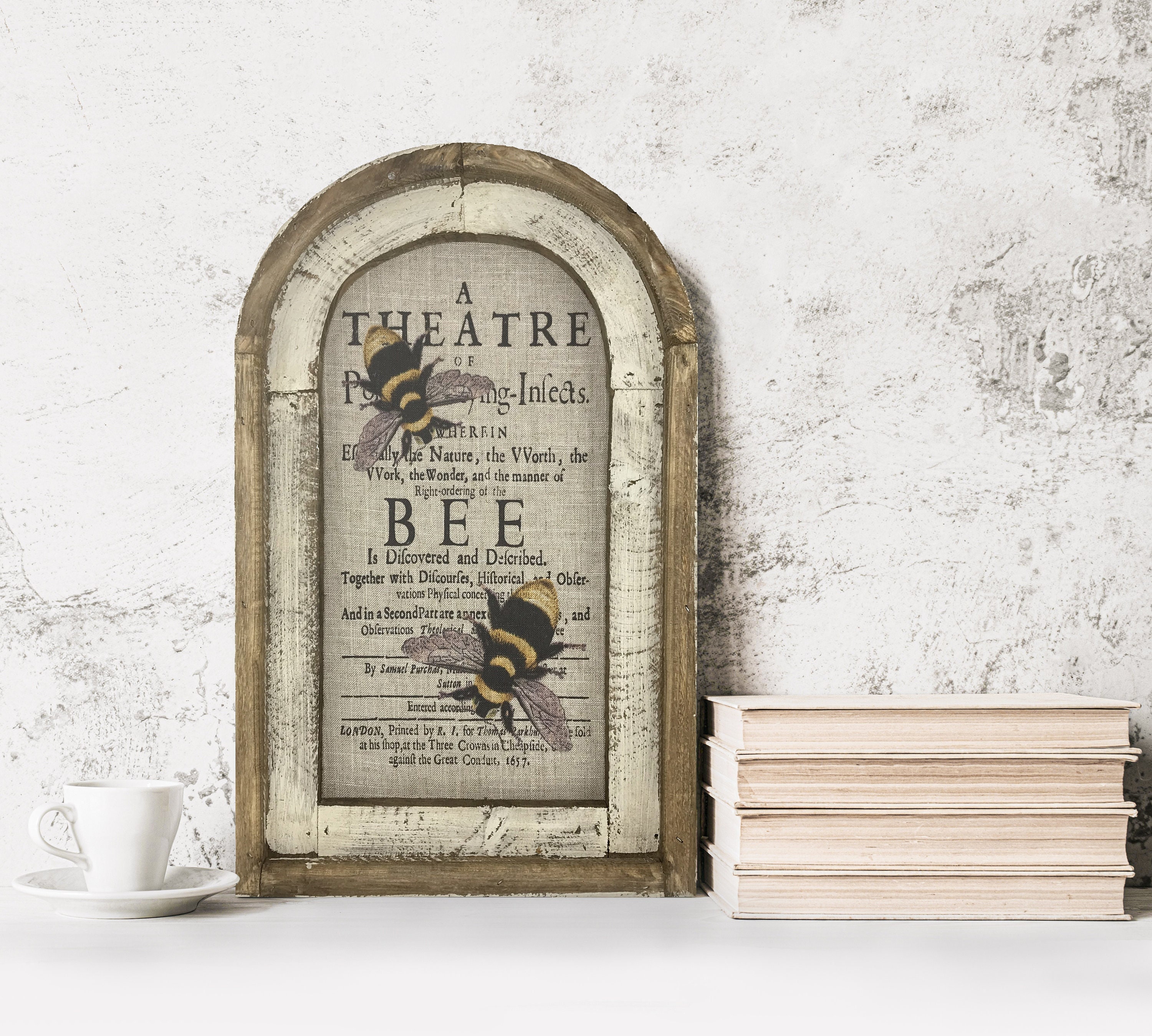 Bee Wall Decor | Arch Window Frame | Linen Wall Hanging | French ...