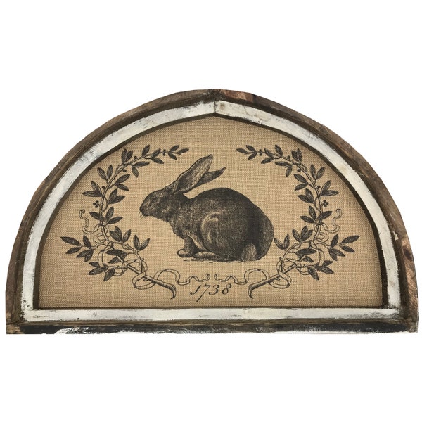 Bunny Wall Art | 30" x 18" | Arch Window Frame | Burlap Wall Hanging | Farmhouse Decor |