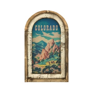 Colorado Wall Art | 14" x 22" | Arch Window Frame | Linen Wall Hanging | Travel Poster Decor |