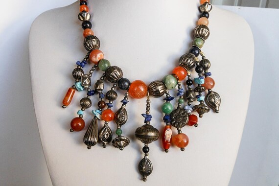 Vintage Boho Semi Precious Stone Ethnic Tribal Ne… - image 2