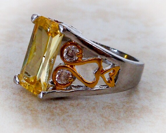 Vintage Men's Silver & Gold Large Rhinestone Ring… - image 7