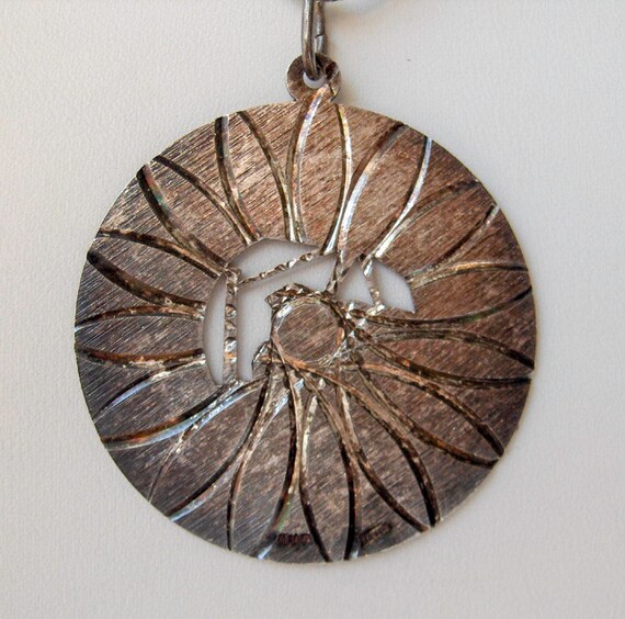 Vintage Sterling Silver Sun Flower Necklace,    E… - image 1