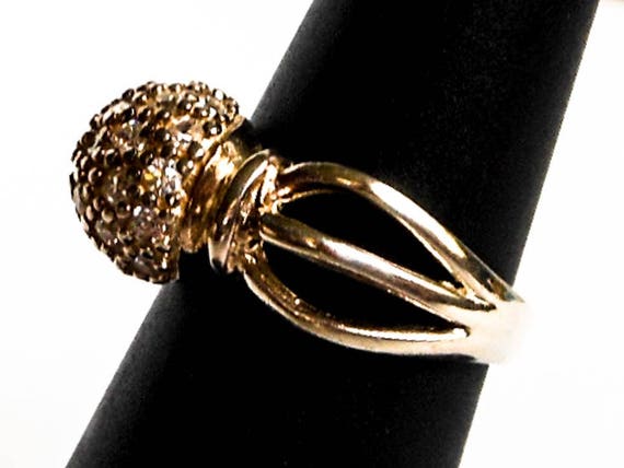 Vintage Sterling Silver Crystal Ball Ring ,   Siz… - image 9