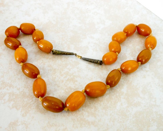 Vintage Butterscotch Bakelite Necklace , Genuine