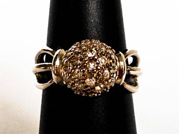 Vintage Sterling Silver Crystal Ball Ring ,   Siz… - image 6