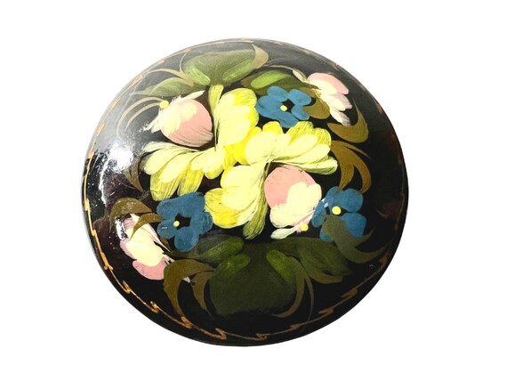 Russian papier-mâché hand painted lacquered pin - image 3