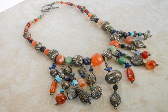 Vintage Boho Semi Precious Stone Ethnic Tribal Ne… - image 7