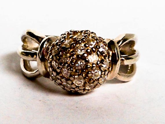 Vintage Sterling Silver Crystal Ball Ring ,   Siz… - image 1