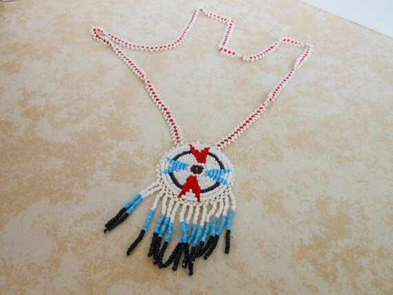 Vintage  Seed Bead Fringe Necklace ,   24 Inch , … - image 3