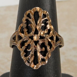 Vintage Sterling Filigree Ring Size 7.75 • Ornate Quatrefoil Openwork Sterling Silver Statement Band • Boho Art-Nouveau Cocktail Jewelry