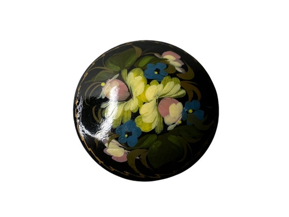 Russian papier-mâché hand painted lacquered pin - image 5