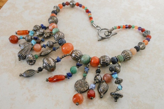 Vintage Boho Semi Precious Stone Ethnic Tribal Ne… - image 8