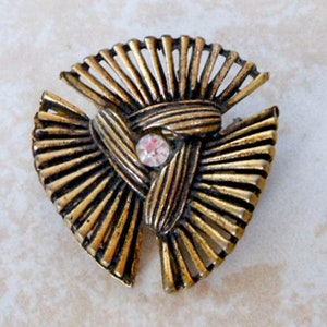 Vintage Retro klar Strass Fan Brosche Pin