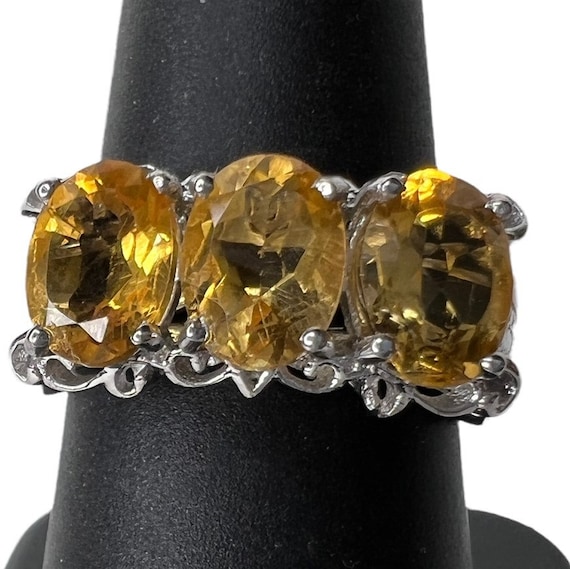 Designer KARIS STS Citrine Rhodium Plated Trinity… - image 1