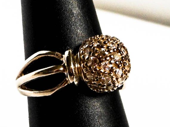 Vintage Sterling Silver Crystal Ball Ring ,   Siz… - image 7