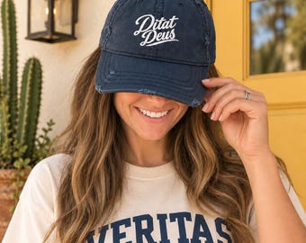 Ditat Deus Dad Hat | Arizona State Motto Embroidered Cap (Distressed Navy)