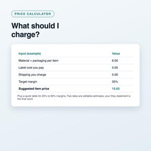 Etsy Seller Spreadsheet, Profit and Fee Calculator, Order and Expense Tracker, Pricing Calculator, Excel and Google Sheets Template image 4