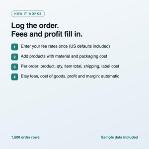 Etsy Seller Spreadsheet, Profit and Fee Calculator, Order and Expense Tracker, Pricing Calculator, Excel and Google Sheets Template image 3
