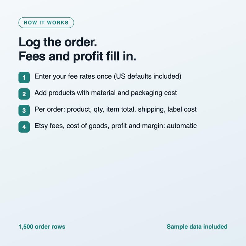 Etsy Seller Spreadsheet, Profit and Fee Calculator, Order and Expense Tracker, Pricing Calculator, Excel and Google Sheets Template image 3
