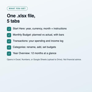 Monthly Budget Planner Spreadsheet, Budget vs Actual Tracker, Expense and Savings Tracker, Excel and Google Sheets Template image 4