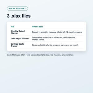 Personal Finance Spreadsheet Bundle, Monthly Budget Planner, Debt Payoff Snowball and Savings Goals Tracker, Excel and Google Sheets image 2