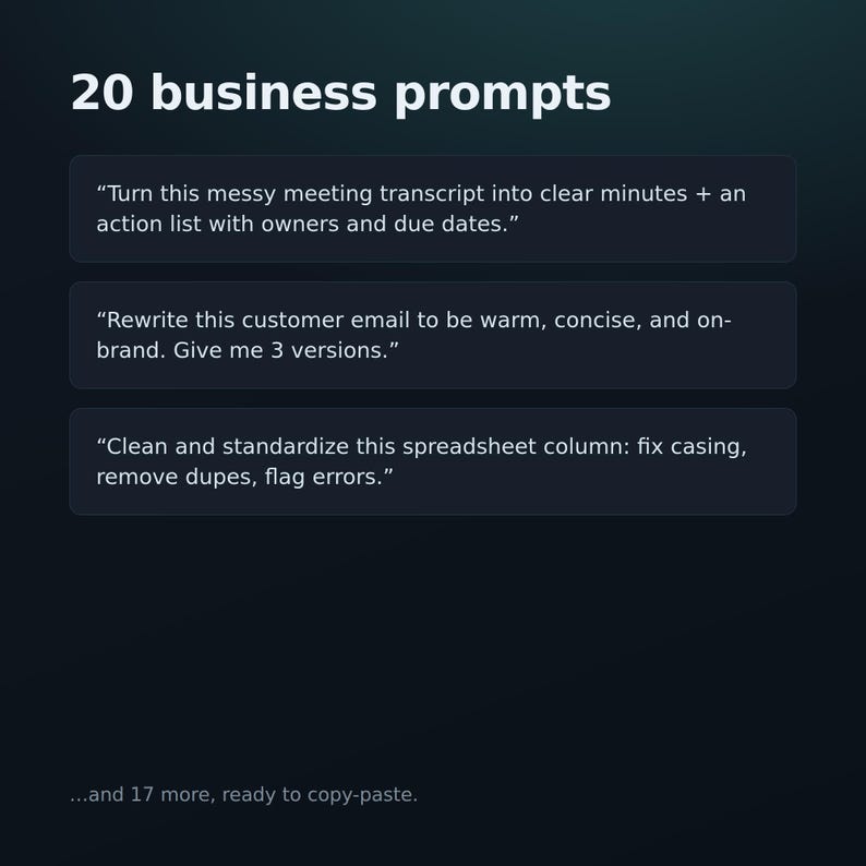 ChatGPT Prompts + AI Automation Toolkit — 20 Business Prompts, No-Code Guide & Google Sheets Scripts (Instant Download) image 3