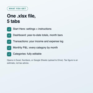 Small Business Bookkeeping Spreadsheet, Income and Expense Tracker, Monthly Profit and Loss, Excel and Google Sheets Template, Download image 4