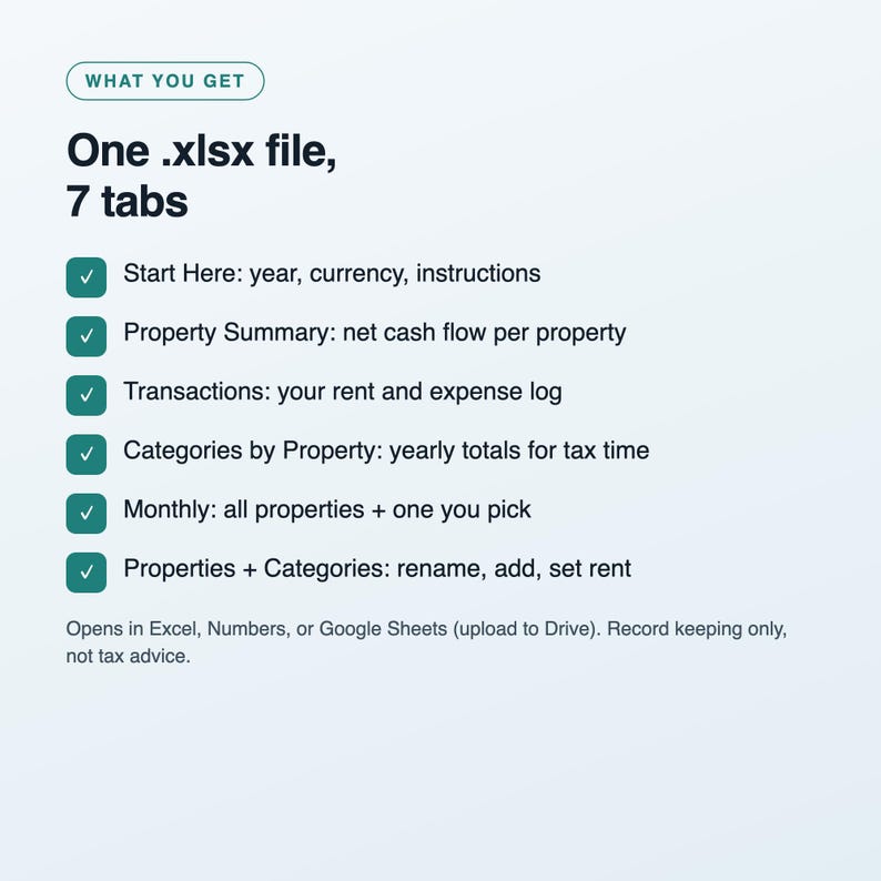 Rental Property Income and Expense Tracker Spreadsheet, Landlord Bookkeeping Template, Rent and Cash Flow Tracker, Excel and Google Sheets image 4