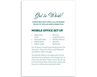 Printed Modern Groovy 5x7 Short-Term Rental AirBnB VBRO Mobile Office Physical Signage