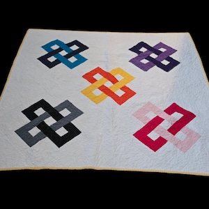 Link Quilt | Modern Geometric Design | Handcrafted Cotton Quilt | 56&quot; x 56&quot; | Machine Washable | Unique Handmade Quilt
