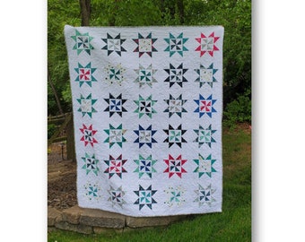 Digital PDF - Pinwheel Star Quilt Pattern in 4 Sizes Downloadable PDF