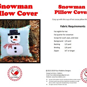 Snowman Pillow Cover PDF Pattern image 2