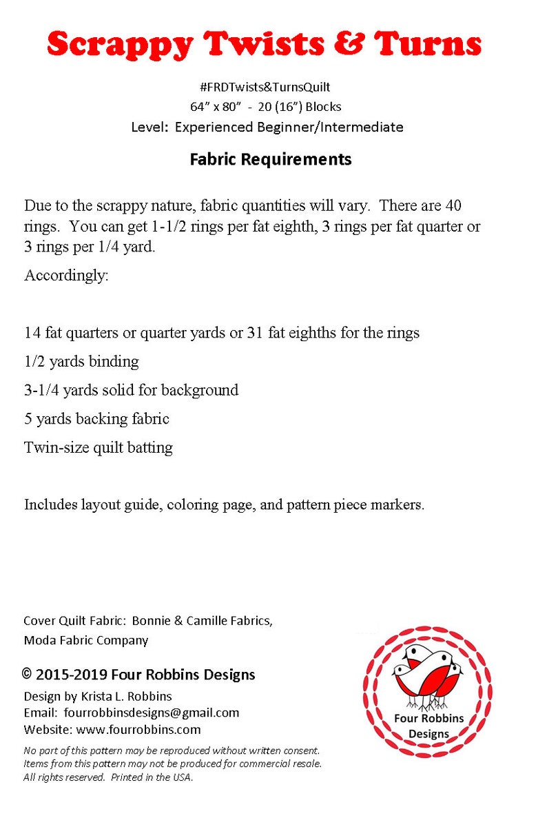Scrappy Twists & Turns Quilt PDF Pattern – Fat Quarter Friendly Modern ...
