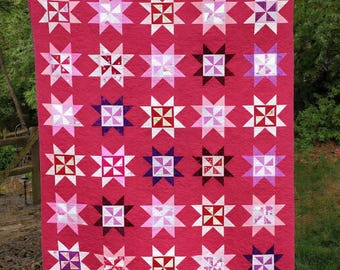 Pinwheel Star Quilt PDF Pattern – 4 Sizes (Baby, Throw, Queen, King) – Modern Star Quilt by Four Robbins