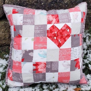 Patchwork Heart Pillow Cover PDF Pattern | DIY Heart Pillow | Fun & Easy Sewing Project for Beginners