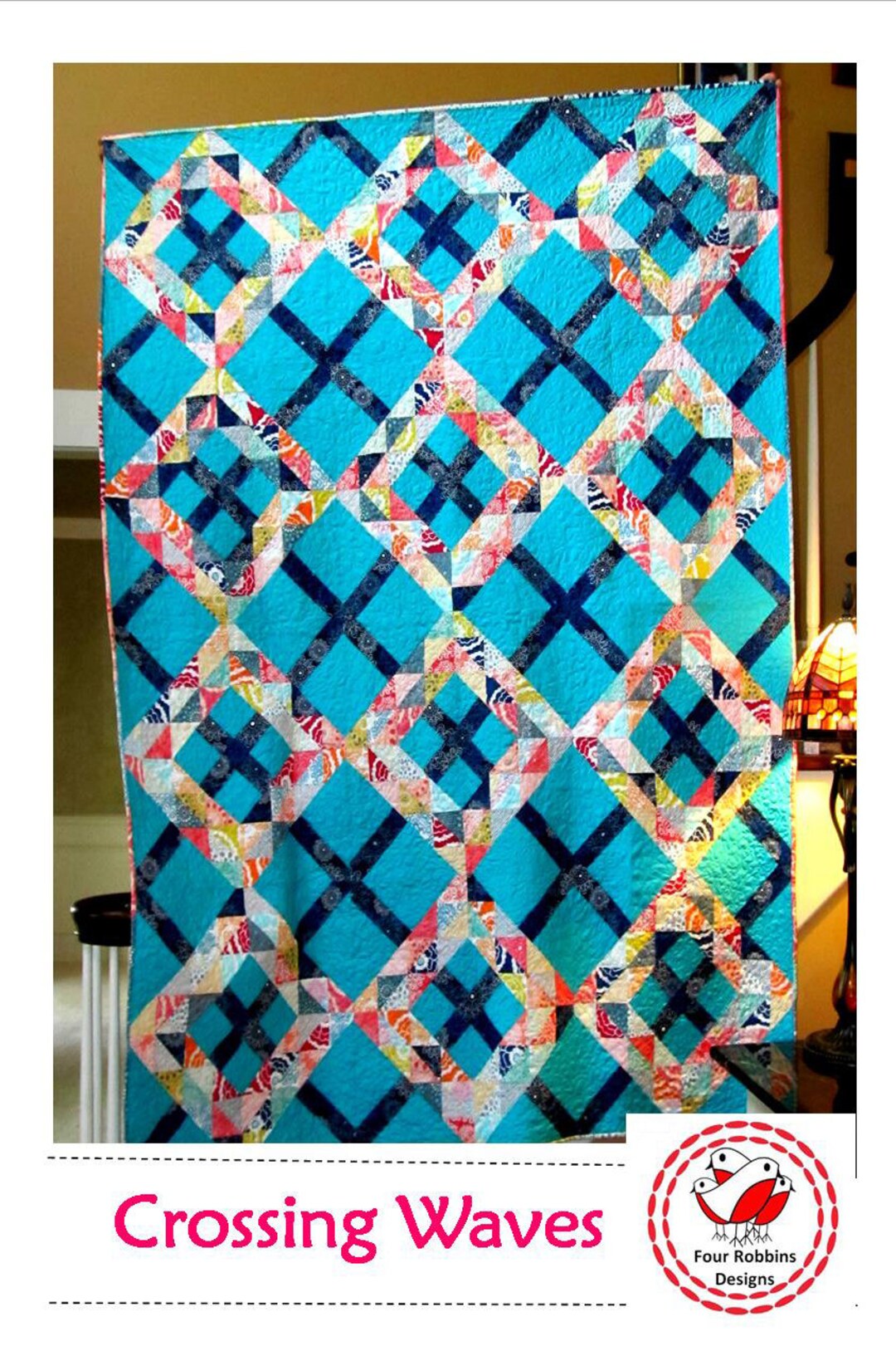 Digital PDF Crossing Waves Quilt Pattern PDF by Four Robbins Designs