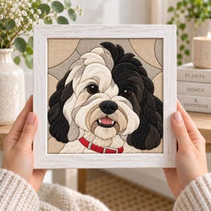 Cockapoo Kinusaiga tygmosaikmönster | Sew-fri hundkonst (digital nedladdning)