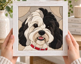 Cockapoo Kinusaiga Fabric Mosaic Pattern | No-Sew Dog Art (Digital Download)