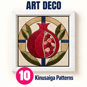 Art Deco Kinusaiga Pattern Bundle, 10 Designs, PDF + SVG (6x6 & 8x8)